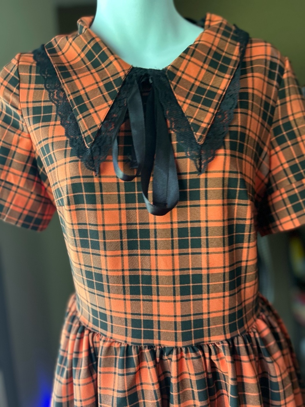 Foxblood Orange plaid dress Small - Picture 3 of 6